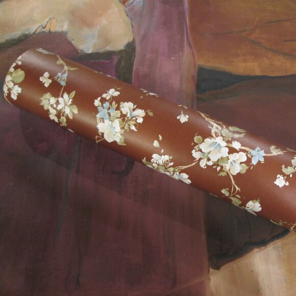 Vintage 1980s Brown Floral Wallpaper - Picture 4 of 11